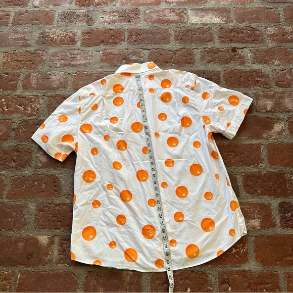 Seaplane XL Vibrant Orange Polka Dot Camp Button Down Men's Short Sleeve Shirt - Picture 4 of 11